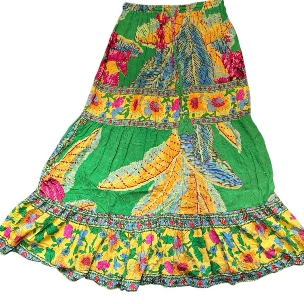 Cynthia Rowley Green Tropical Tiered
Maxi Skirt Women's XS Coastal
Resortwear - Picture 2 of 14